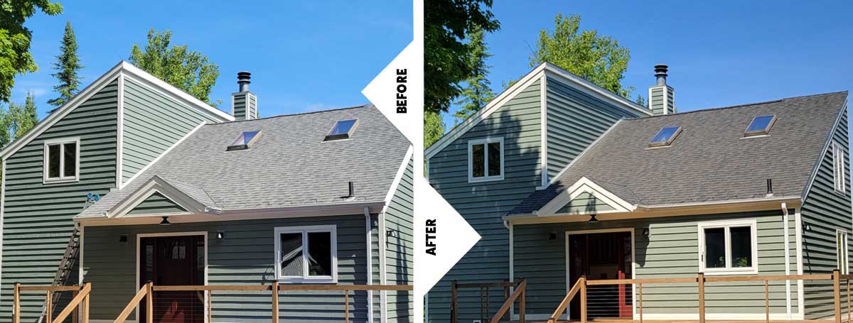 Before and after example of Roof Renewal treatment